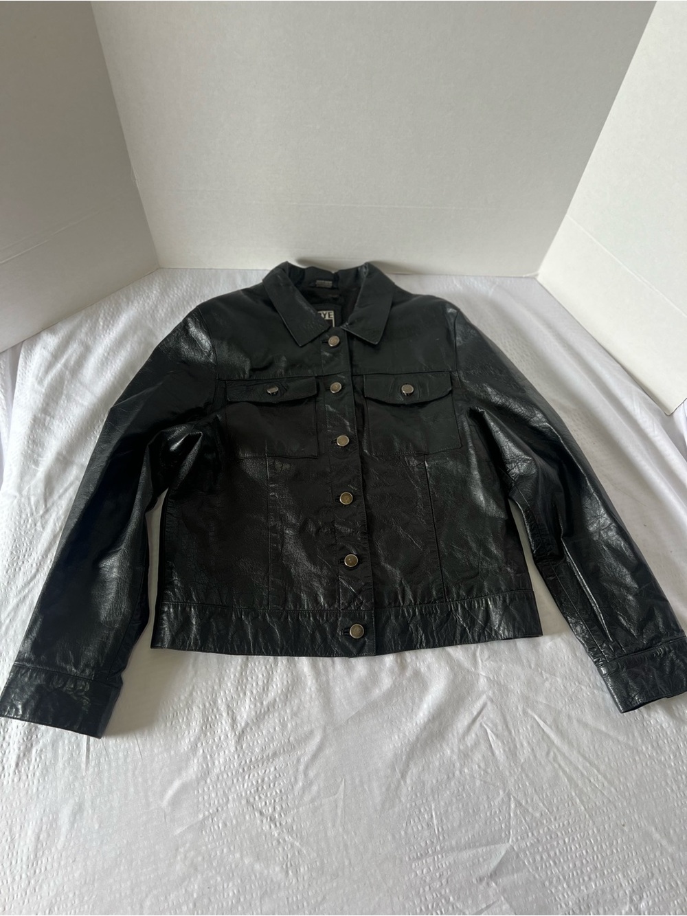 Frye Black Leather Button-Front Jacket - Women